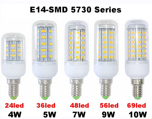 

5X Corn bulb E14 lamp led 5730 24LED 36LED 48LED 56LED 69LED 4W 5W 6W 7W 9W Lampe ampoule corn lamp bulb Led 220 v