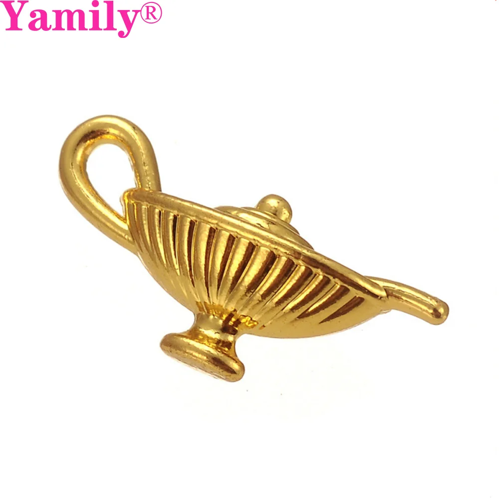 

Yamily 10pcs/19.9*8.4mm gold silver Tone 3D Indian Magic Aladdin Lamp Charms Pendants for diy Jewelry Making