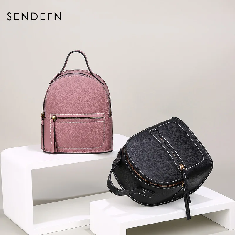 

Women Mini Glitter Backpack Female Small Genuine Leather Black Bag Stylish Back Pack Backpacks for Teenagers Girls School Bags