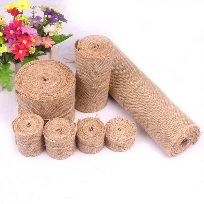 

Jute Burlap Ribbon Jute Cloth Roll Jute Table Flag Chair Yarn Small Jute Roll Wedding Decoration