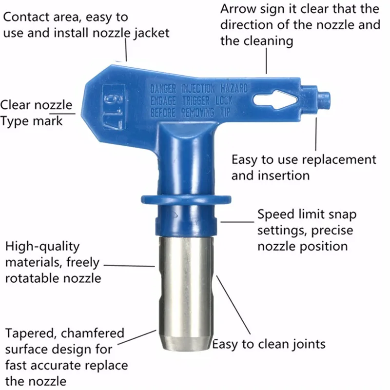 Blue Spray Tips Gun Tips Steel Varies Types Airless Spray Gun Nozzle