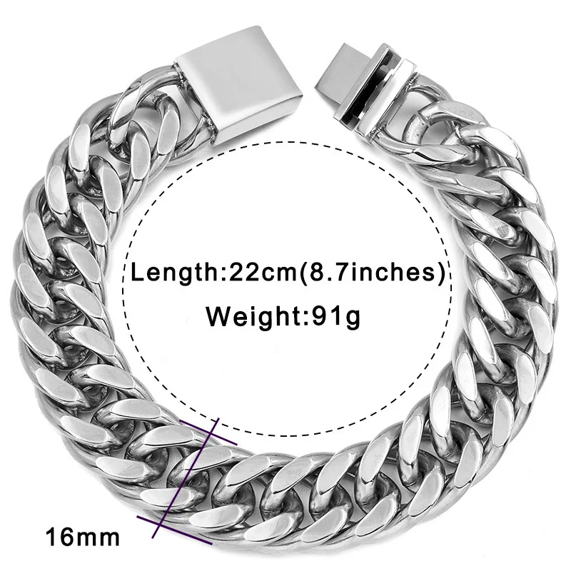 Moorvan, распродажа, товар для мужчин, браслет 22 см, 16 мм, крутые мужские браслеты, его подарок, цепочка из нержавеющей стали, мужской аксессуар V718 - Окраска металла: style 3