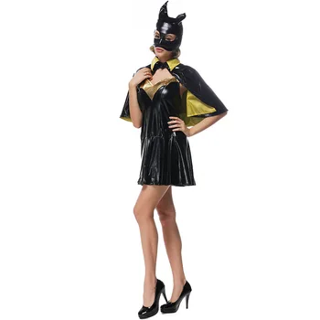 

Sexy Batwoman Cosplay Costume dress with Cloak Superhero outfit for Halloween Costumes Fancy batman drama performance clothing