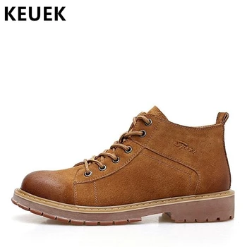 

Autumn Winter Men boots Genuine leather Vintage Outdoor Work boots England tooling shoes Male Ankle boots 02C