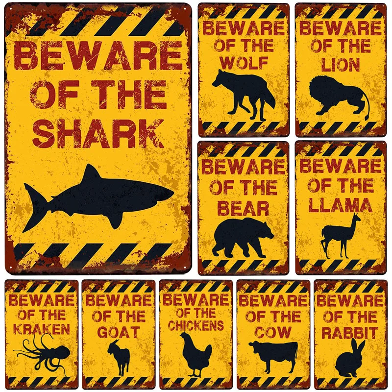 Beware Of Hammerhead Shark Rustic Sign SignMission Classic Plaque Decoration 