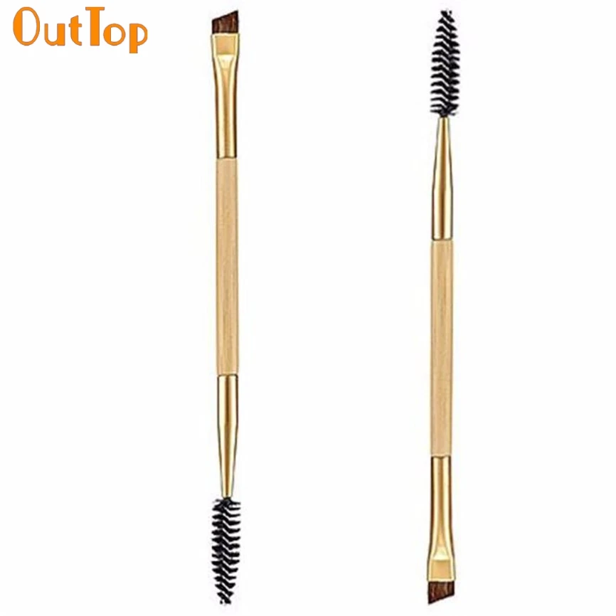 OutTop Colorwomen 1 шт. инструменты для макияжа бамбуковая Ручка Двойная кисть бровей
