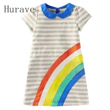 Hurave Fille Robe D’été 2017 Bébé Filles Vêtements Rayé Filles Robes Enfants Vêtements Casual Fille Vêtements Coton Enfants Robes