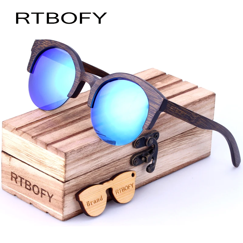 

RTBOFY Wood Sunglasses Women 2017 Brand Designer Sun Glasses For Women Lens Properties Anti-Reflective UV400 Eyewear Sunglasses