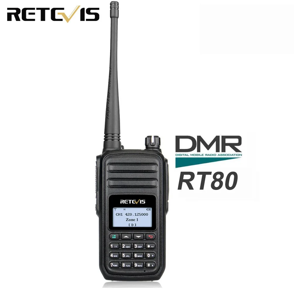 Retevis RT80 DMR радио цифровой мобильный радиотелефон UHF 400-480 мГц 5 Вт 999 Каналы VOX Сигнализация радиолюбителей КВ трансивер