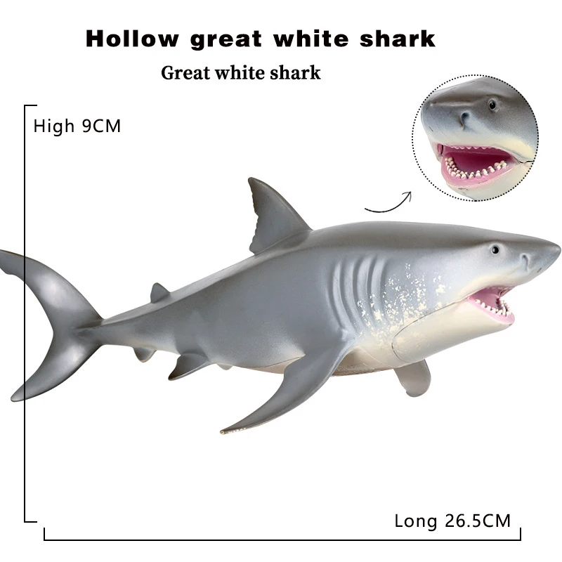 Детская имитация морской жизни подводный мир модель полый белый Акула Гигантский зуб акула игрушка подарок на день рождения орнаменты - Цвет: Hollow great white s