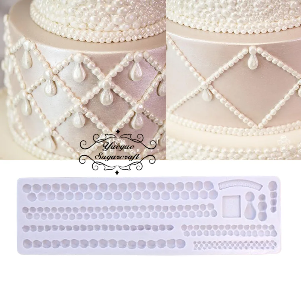 Yueyue Sugarcraft пограничная жемчужная силиконовая форма помадка для украшения торта