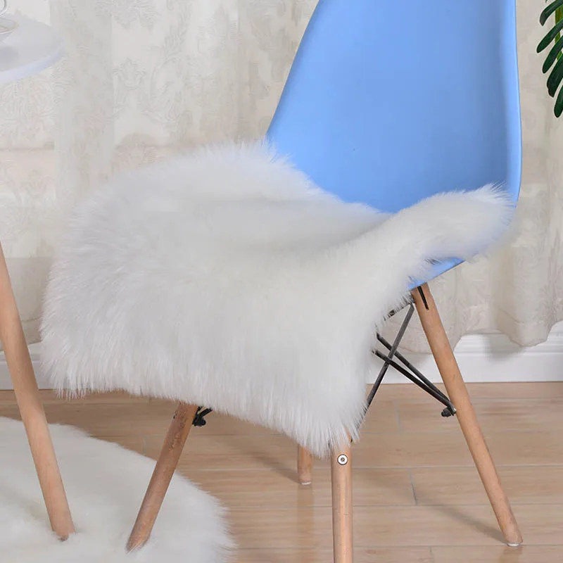 

Solid Color Seat Cushion Soft Comfortable Office Chair Seat Cushions Red Black Blue Artificial Wool Faux Fur Chair Cushions