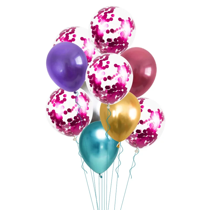 10 шт 12 дюймов металлические цвета латексные шары Конфетти День Рождения украшения микс Роза свадебное украшение баллон гелия - Цвет: 10pcs Balloon