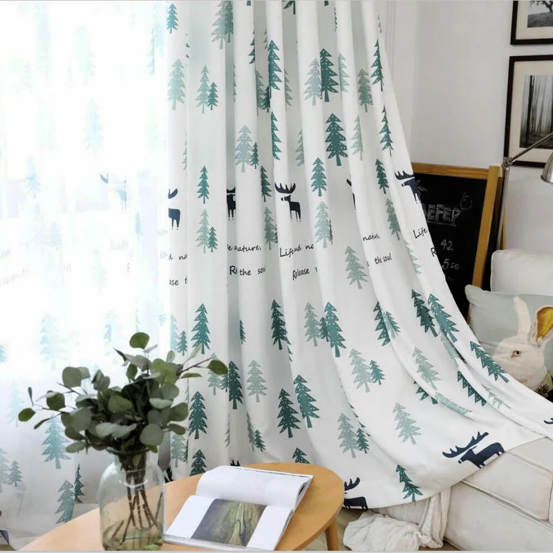 

Modern Blackout Curtains/Sheer for Living Room Window Tree/Deer Pattern Bedroom Curtains For Children Christmas Home Decoration