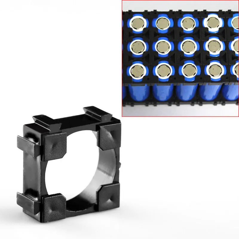 100pcs 18650 Battery Cell Holder Black Plastic Safety Spacer Batteries Radiating Shell Storage Bracket 22X22mm