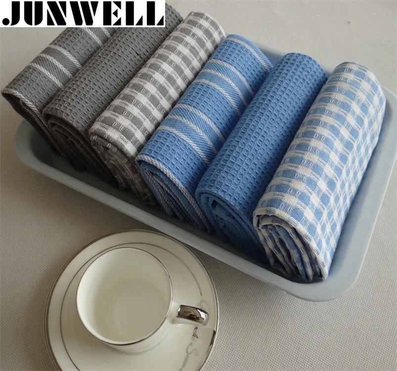

Junwell 3 pieces Good Absorption Waffle Plaid Cleaning Cloth Easy to Wash Kitchen Scouring Pad Glass Polish Washing Cloth