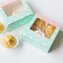 4/6/8 Pcs сдобы Бумага Коробки кекс картона Бумага коробка с окном конфет свадебный подарок торт подарочная выпечка упаковка 10 шт./партия