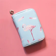 Бумажники "фламинго" для девочки из искусственной кожи Для женщин женский кошелек, портмоне держатель для карт милые принты в виде зверей Мини кошельки на молнии студенческие сумки