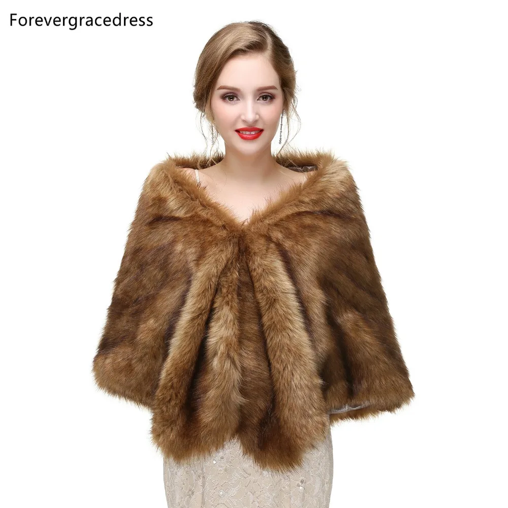 Forevergracedress 2019 элегантные мягкие осень-зима искусственного меха невесты Свадебные палантины куртки-болеро Свадебные пальто шали шарфы PJ408