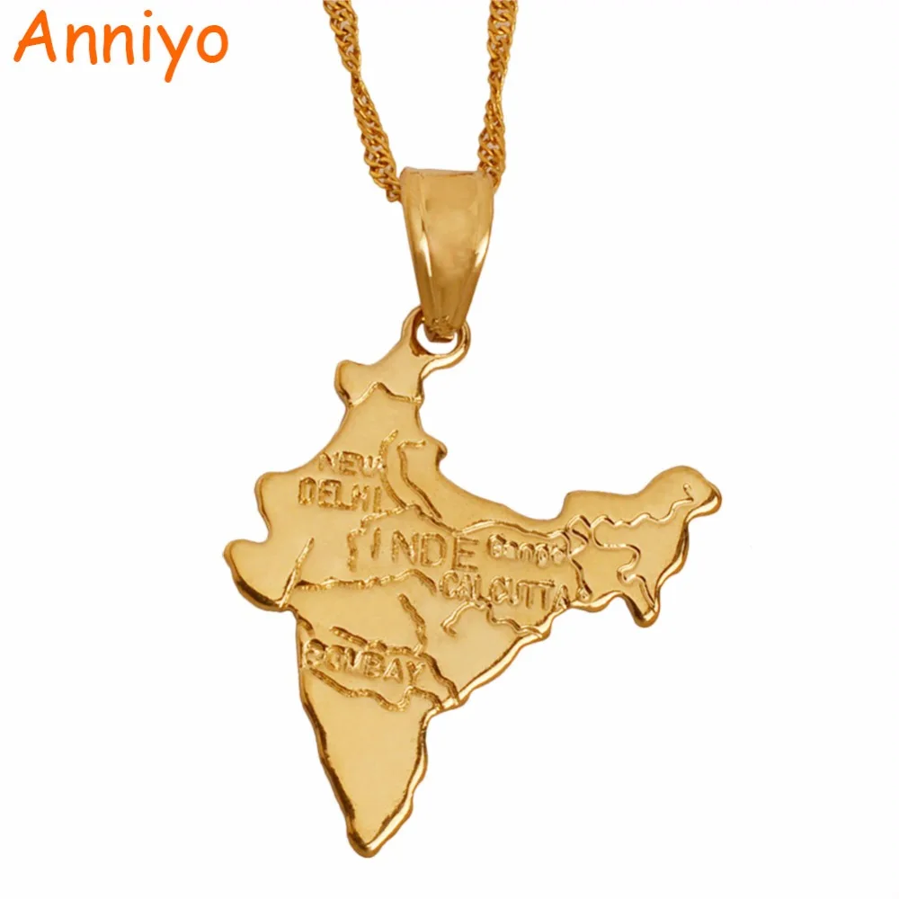 Buy Anniyo The Republic of India Map Pendant Necklaces