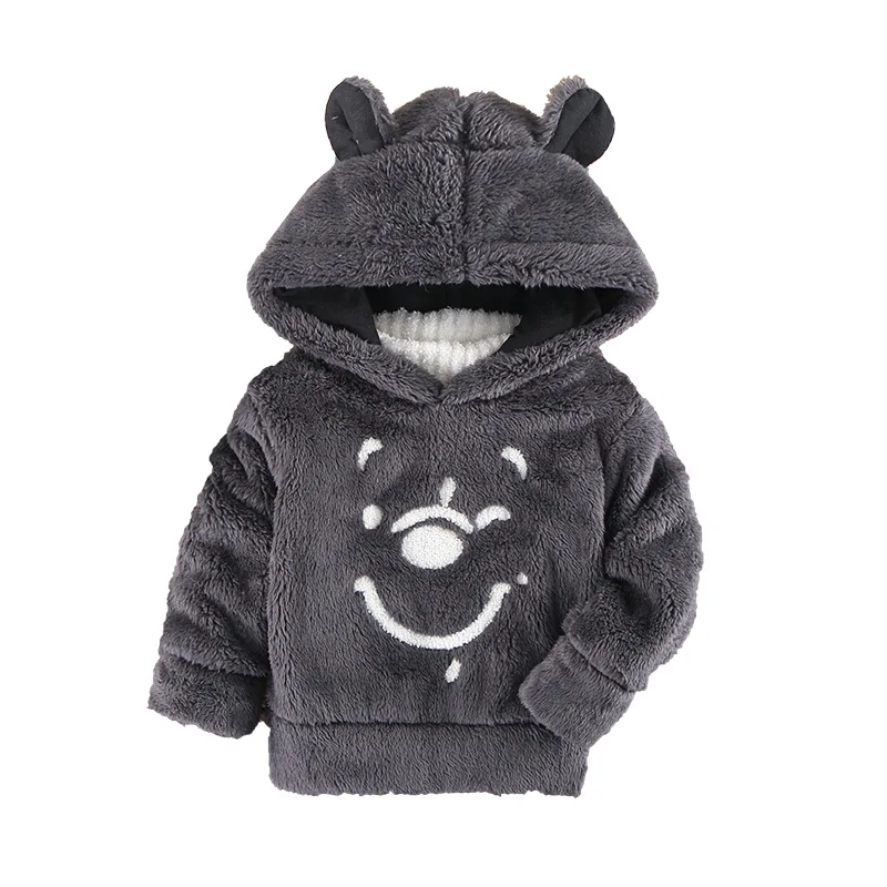 

2019 New Children Baby Clothing Boys Girls Cute Bear Furry Tops Coat Autumn Winter Kids Thick Hooded Plush Long Sleeve Sweaters