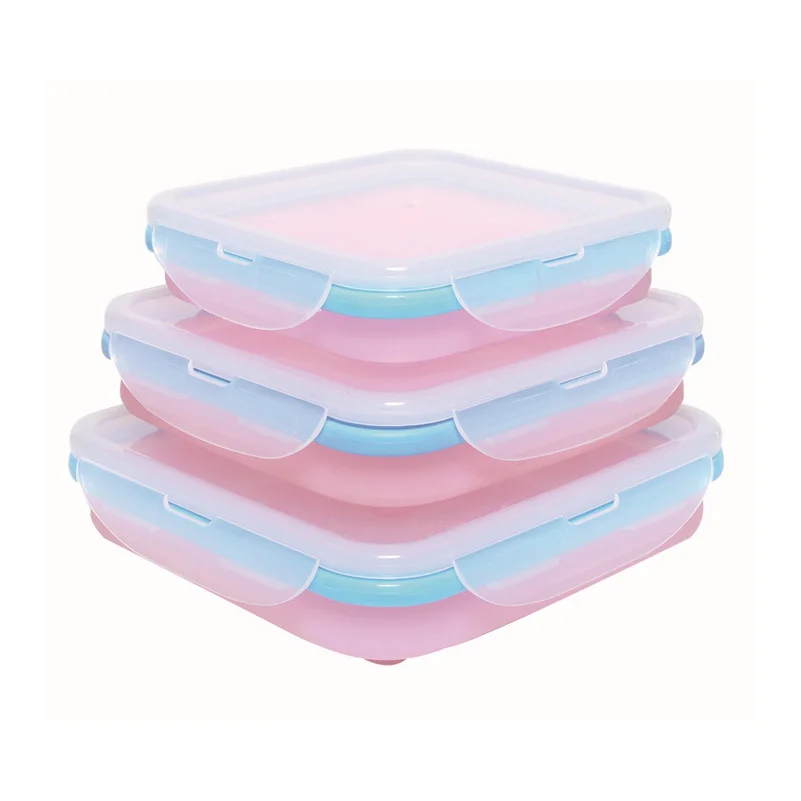 

Silicone Folding Bento Box Collapsible Portable Lunch Box for Food Dinnerware Food Container Bowl For Children Adult D2