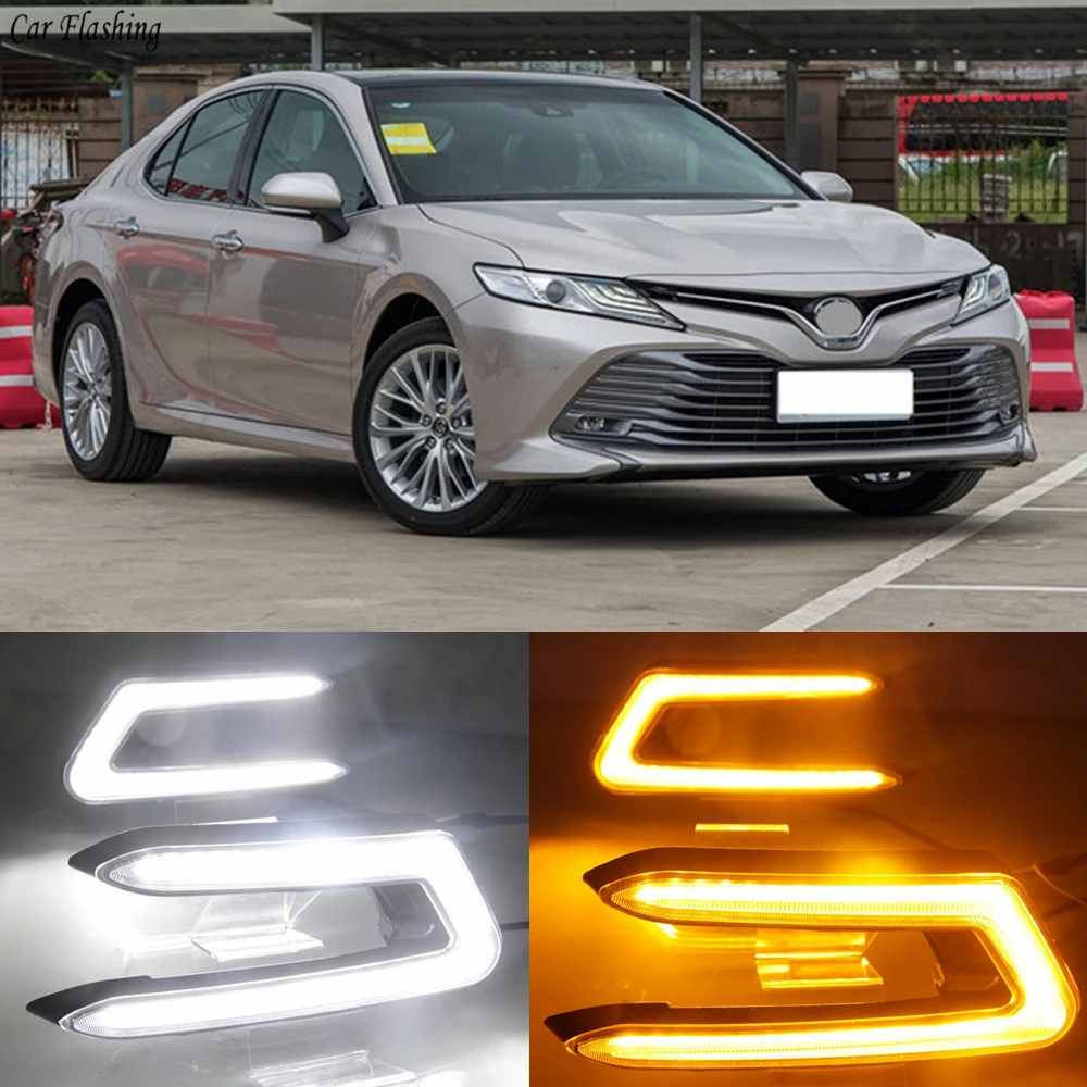 Автомобильная проблесковая 2 шт. ABS 12В дневные ходовые огни для Toyota Camry 2018 2019