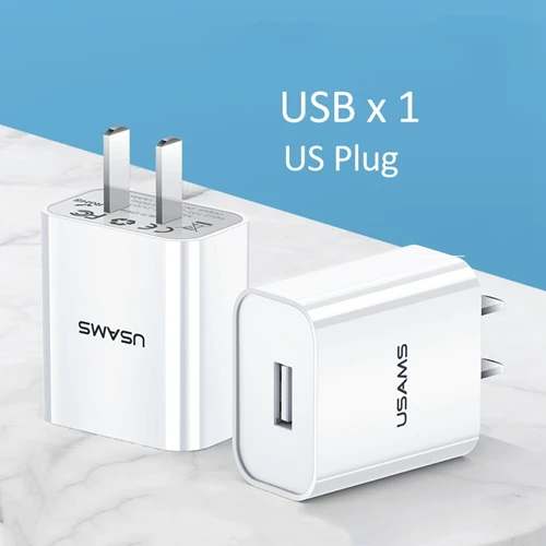 USAMS USB зарядное устройство 2.1A Универсальный телефон Быстрая зарядка дорожный адаптер для iPhone X 8 6 двойное настенное зарядное устройство для samsung Xiaomi - Тип штекера: USB X 1  US