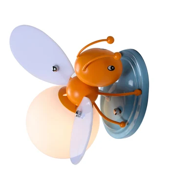 

Iron Glass LED Children Wall Lamps. Boy and Girl Cartoon Lights Bedroom Beside Decoration Wall Lamps Firefly & Bee Light Fixture