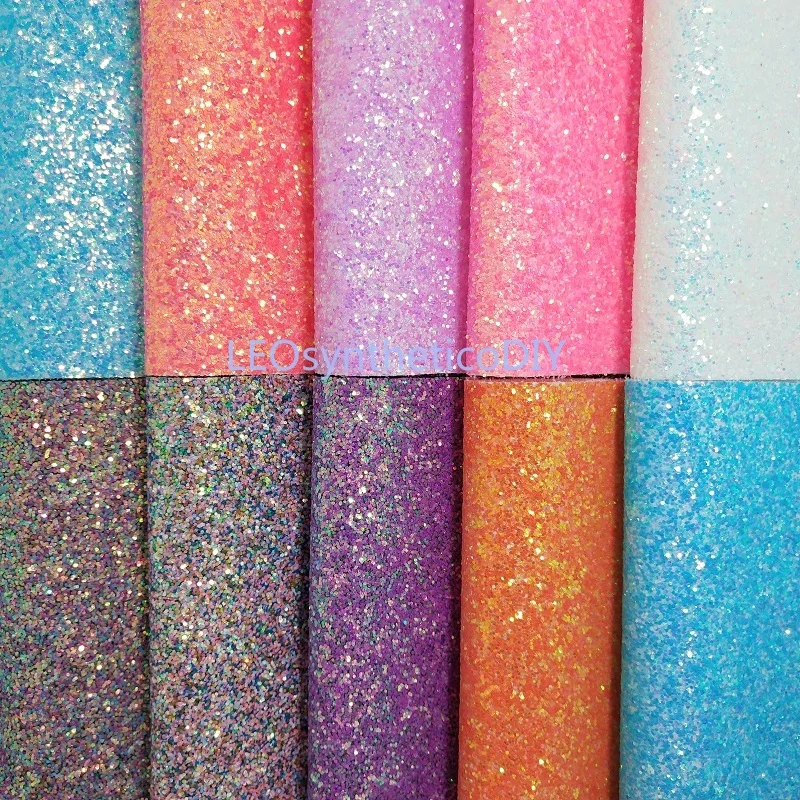 

1PC 21X29CM Synthetic Letaher, Cuero Sintetico Neon Chunky Glitter Leather For Making Bows Accessories LEOsyntheticoDIY T156