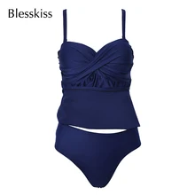 Blesskiss супер Пуш-Ап Танкини купальник женский размера плюс одежда для плавания на косточках ретро купальный костюм для женщин большой