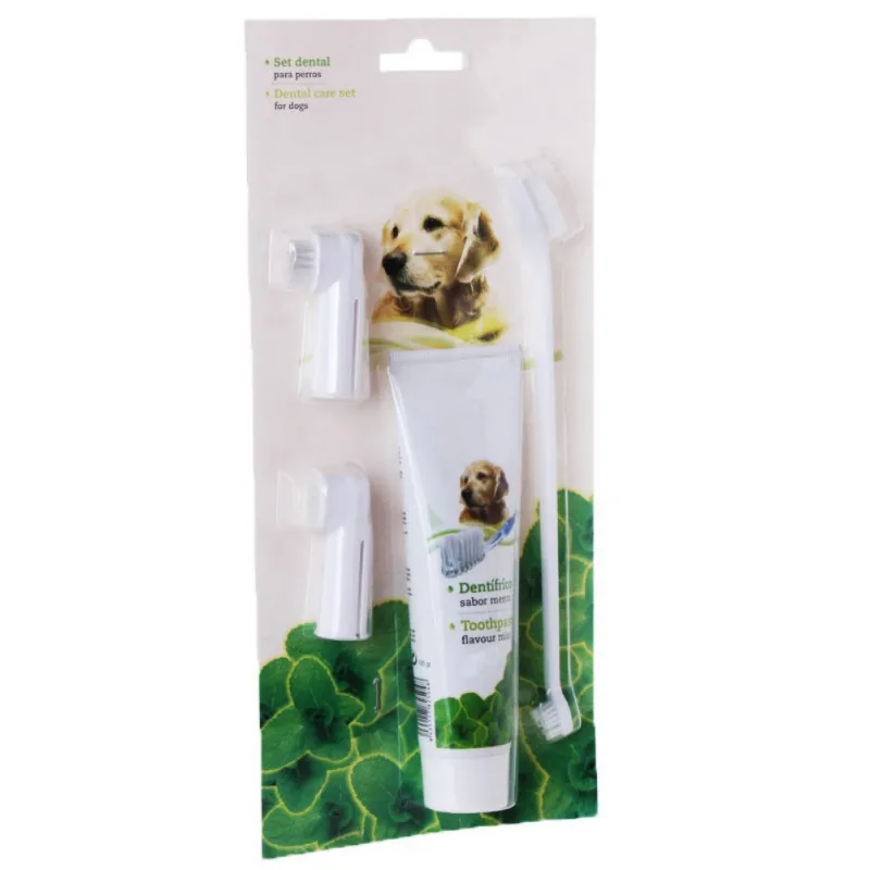 

2019 Pet Dog Finger Toothbrush Puppy Teeth Care Brush Soft Dog Cat Cleaning Toothbrushes Dog Brush set Toothbrush +toothpaste