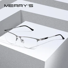 Мужские очки MERRY'S из титанового сплава оправа для очков для мужчин квадратный глаз от близорукости, по рецепту мужские полуоптические очки S2064