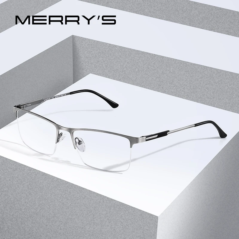 

MERRYS DESIGN Men Titanium Alloy Glasses Frame Male Square Eye Myopia Prescription Eyeglasses Male Half Optical S2064