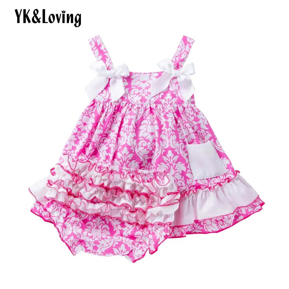 YK & Loving baby girl Pink юбки с бретелями весенне-летняя одежда для малышей платье для девочек со штанами 2 шт. без рукавов белое розовое платье для