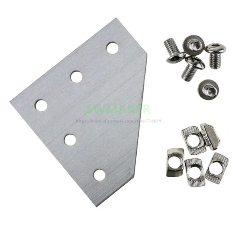 

1 set T Slot L Shape 90 degree Joining Plate with M5x8 Hex Screw T nut for 2020 v-slot Aluminum Profile 3D Printer CNC machine