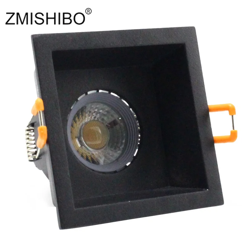 

ZMISHIBO LED Black Square Downlights Anti-dazzling GU5.3/GU10/E27 Bulb Fitting 75mm Cut Hole Recessed Mounted Lighting Fixtures