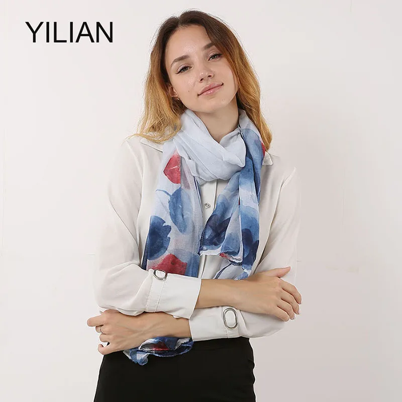 YILIAN бренд Китайский чернильный рисунок лотоса пляжный женский шарф шифон Солнцезащитный Подарочный пакет новейший платок головной женский шарф с цветочным принтом для девушек