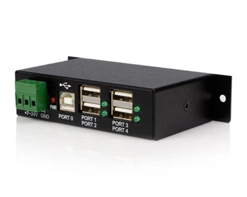 

StarTech.com 4-Port Industrial USB 2.0 Hub with ESD Protection, USB 2.0 Type-B, USB 2.0, 480 Mbit/s, Black, Steel, Power