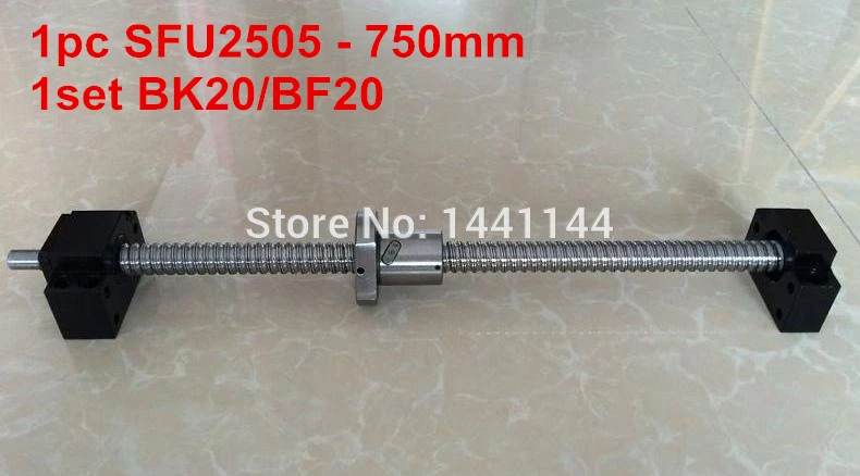 1pc SFU2505- 750mm ballscrew with end machined + 1set BK20/BF20 Support CNC Parts