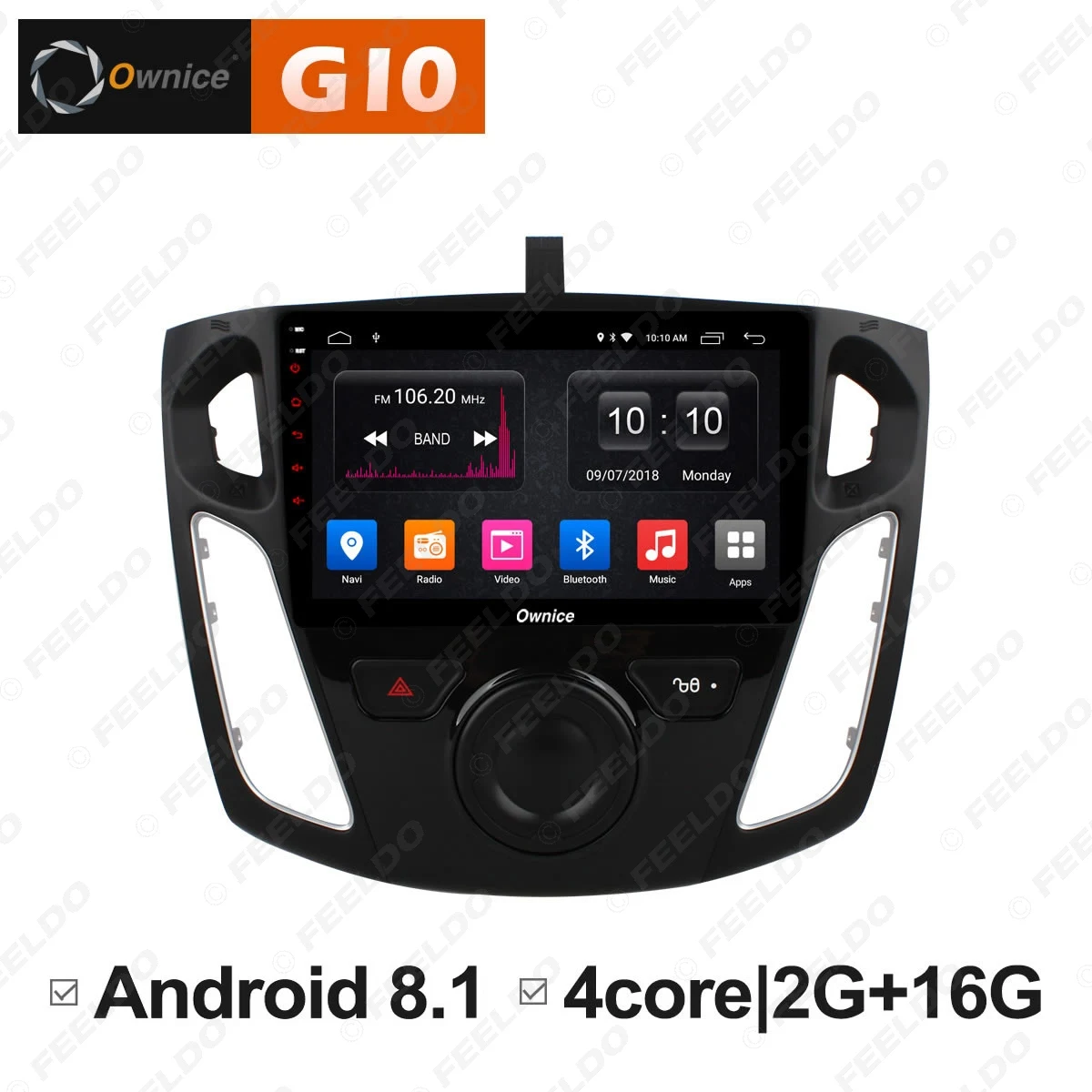 FEELDO " Android 6,0 4-х ядерный/DDR3 1G/16G/Поддержка 4G ключ автомобиля медиа-плеер с gps/FM/AM радио RDS для фокусировки 2012 - Цвет: 4-Core Android8.0