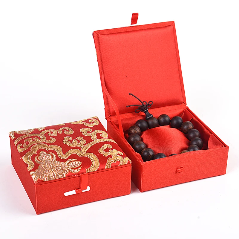 

4pcs Cotton Filled Chinese Silk Jewellery Gift Box Bracelet Favor Case Jewelry Packaging