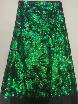 

Free Shipping Sequin Lace Fabric High Quality African Tulle Black Nigerian Lace Fabrics For Party Wedding Dress MY010103