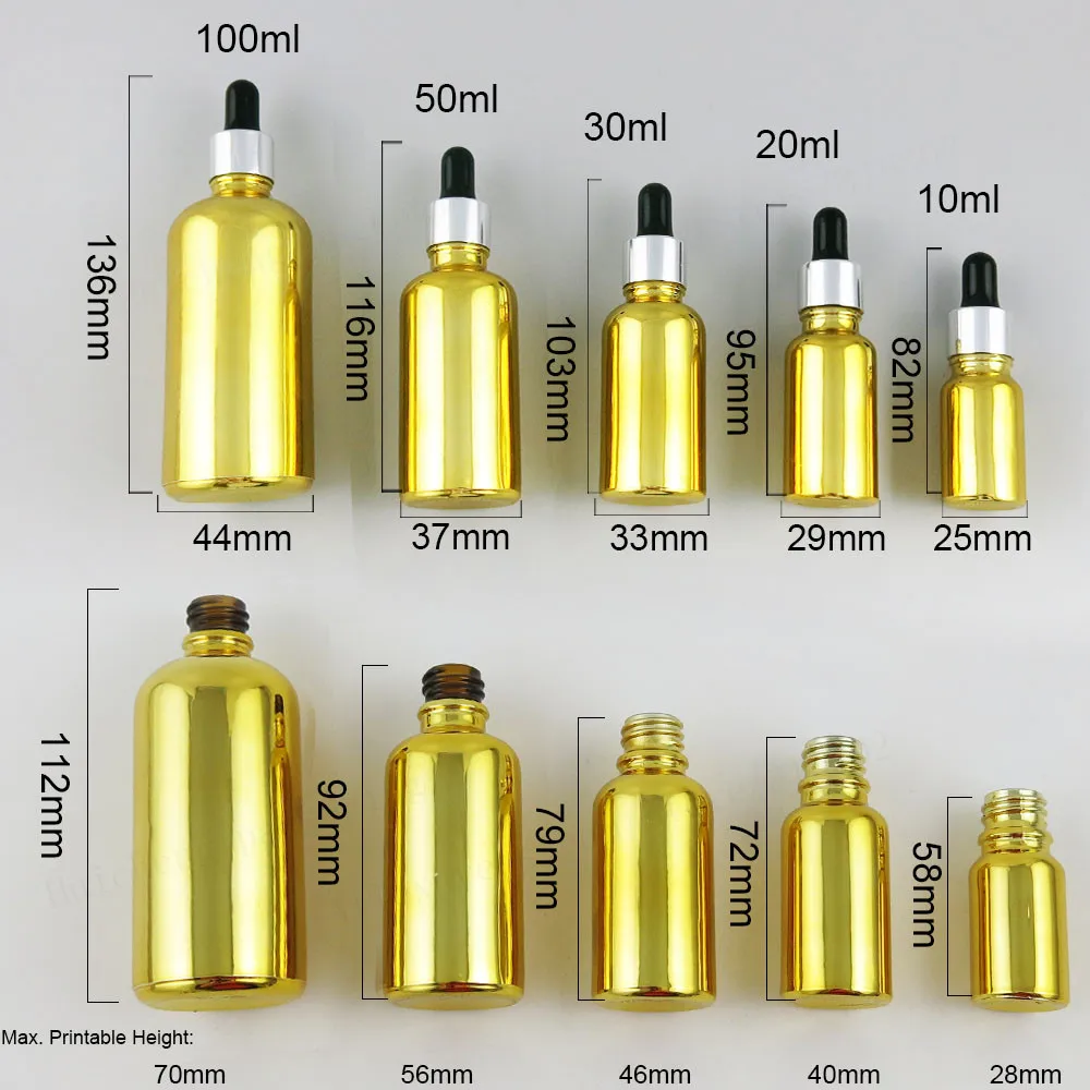 200x100 мл 50 мл 30 мл 20 мл 10 мл 5 мл высокая температура Позолоченные Стекло флакон-капельница золото Стекло эфирное масло контейнер