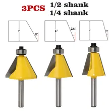 3 шт. 1/" 1/2" хвостовик 15/22. 5/30 градусов фаска и коническая окантовка фрезерный станок для деревообработки Резак маршрутизатор Набор бит дерево конические фрезы