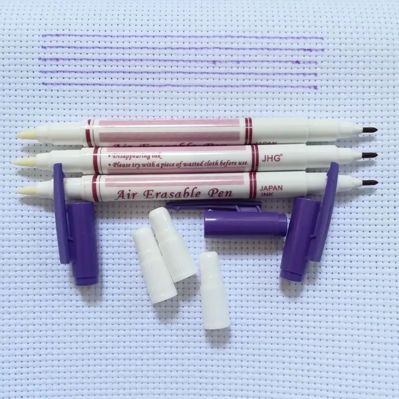JHG Двусторонняя фиолетовая воздушная стираемая ручка, маркер для стежка, Невидимая ручка, маркер для ткани с чернилами Vanish для рукоделия, маркер