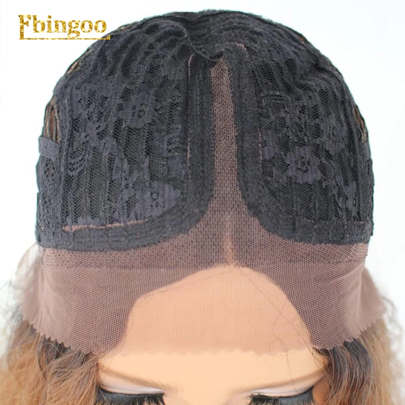 Ebingoo высокотемпературное волокно Peruca часть длинные прямые волосы парики коричневые корни Омбре блонд женский синтетический парик на кружеве