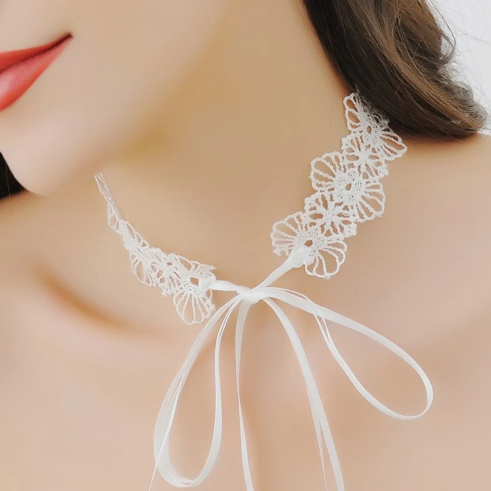 

Wedding Frenulum Garter Embroidery Flower Sexy Garters Choker Collar for Women/Female/Bride Neck Ornaments Thigh Ring Bridal Leg