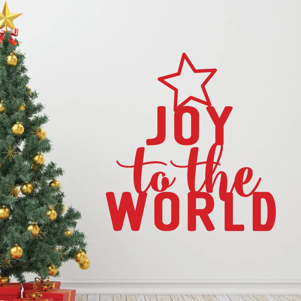 Merry Christmas Tree Joy to the World Quotes Wall Sticker Home Decor