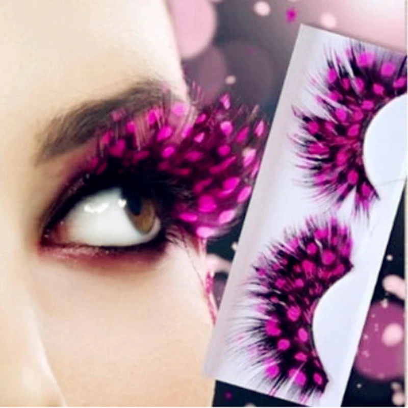 

6 Colored Beauty Feather False Lashes Halloween Party Cosplay Fake Eyelashes Make Up 3d Top Lash Extension Cosmetics